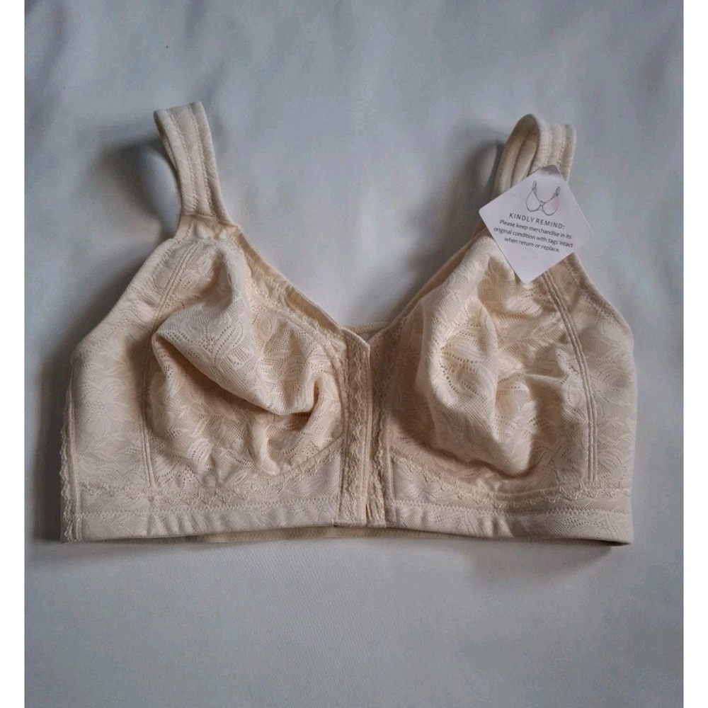 Women's Plus Size Bra 36D Front Closure Beige‎